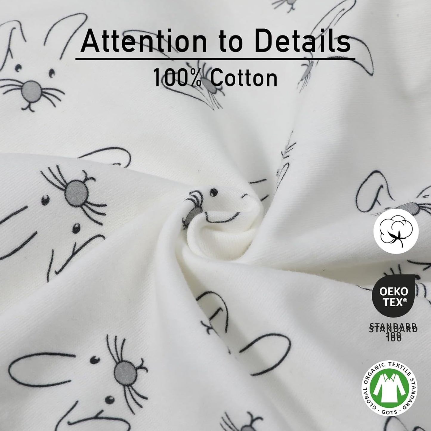 GLLQUEN BABY 3 Pack Newborn Swaddle - Baby Swaddle 0-3 Months for Baby Boys and Grils, Adjustable Sleep Sack for Newborns, Stripes & Bunnies, Swaddling Blankets