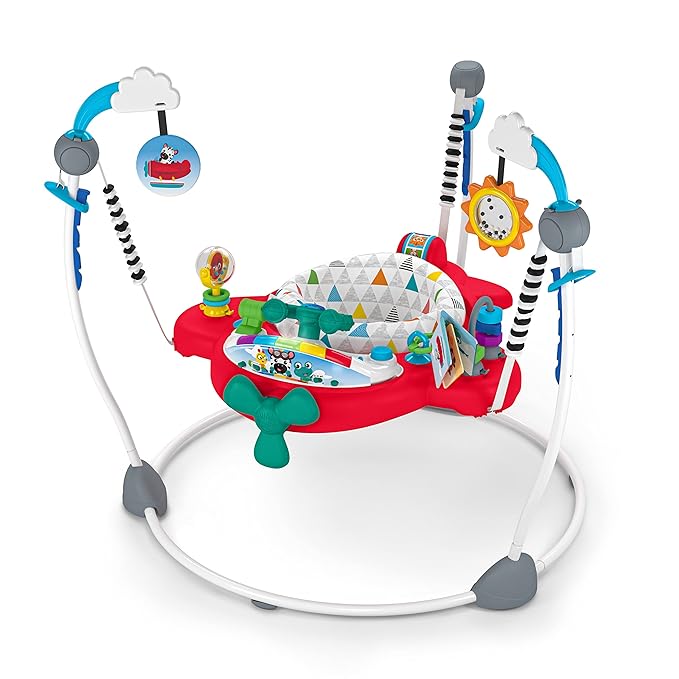 Baby Einstein Ocean Explorers Airplane Adventure 2-in-1 Interactive Baby Jumper Activity Center with Lights Ages 6 Months +, Max Weight 25 lbs., Unisex
