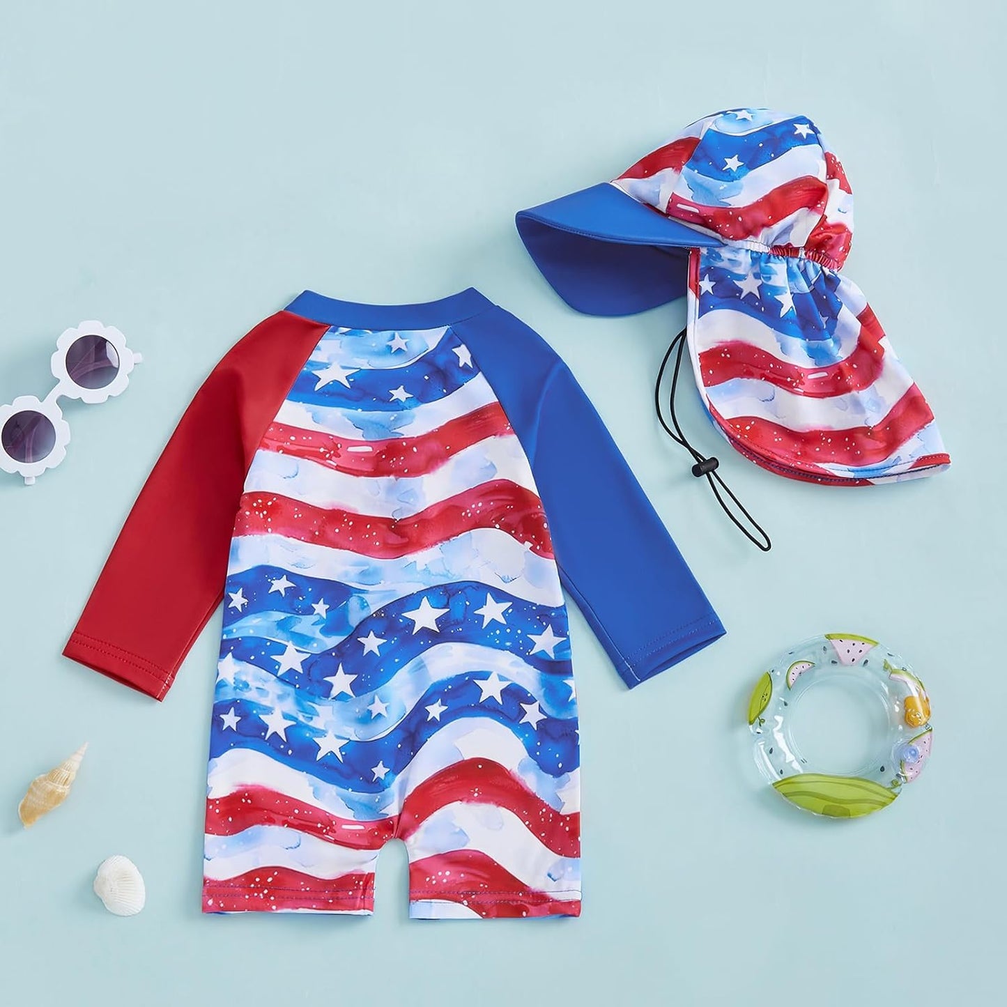 Hnyenmcko Baby/Toddler Boy Rash Guard Swimsuit Long Sleeve One Piece Zipper Swimwear Sunsuit Infant Bathing Suit Beachwear