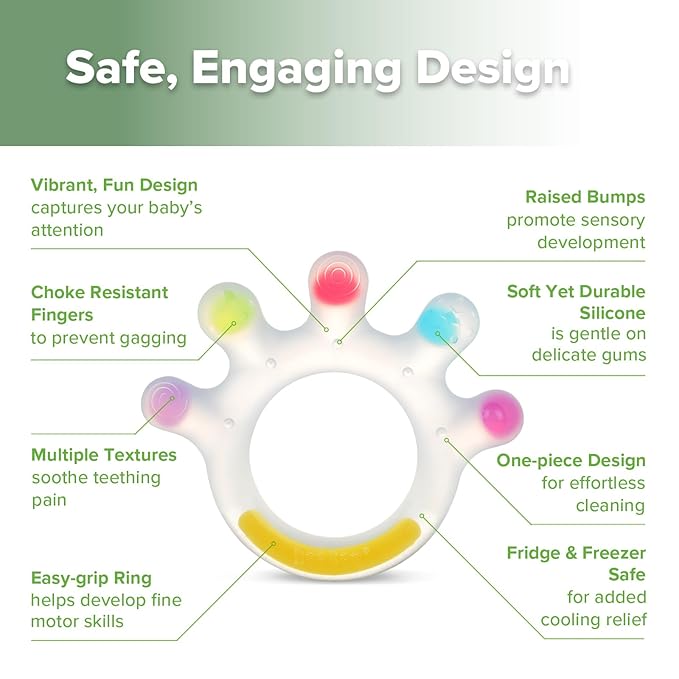 Haakaa Dinky Digits Palm Teether, Baby Teething Toys, Food Grade Silicone Teethers for Babies 0-6 Months/6-12 Months, BPA Free Teething Relief Baby Chew Toys