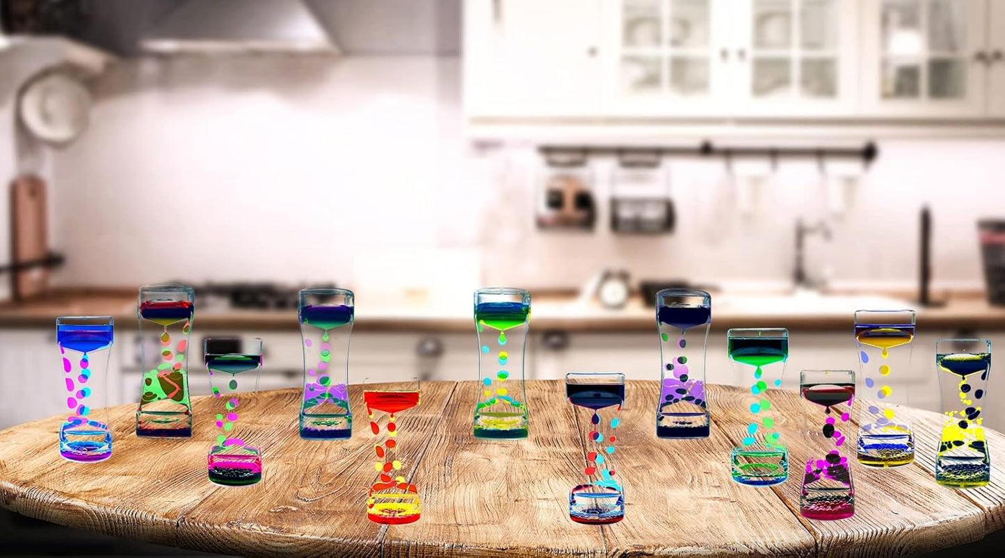 1 Pack Liquid Motion Bubbler Timer Sensory Toys for Relaxation, Water Timer Fidget Toy for All Age, Motion Bubble Sensory Toy Play for Office Home Blue & Green