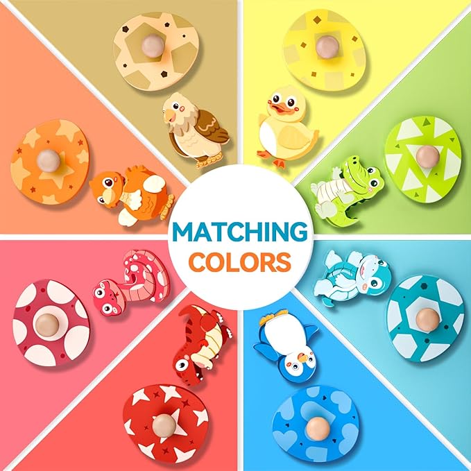 Wooden Puzzles for Toddlers 1-3, Baby Puzzle 12-18 Months, Montessori Toys for 1 Year Old Boys Girls Christmas Birthday Gifts, Animal Peg Puzzles for Toddlers 2-4, Preschool Learning Activities