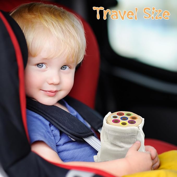 Wooden Montessori Sticks Toys for Kids, 8 Colors Natural Wood Toddler Learning Sorting Toys for 3 Year Old, Sensory Matching Game Birthday Gifts for Boys Girls (Round Sticks)