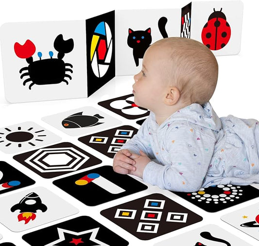 Newborn Toys High Contrast Baby Flashcards Tummy Time Baby Cards 0-6 Months Black and White Infant Toys 0-3-6 Months Montessori Sensory Cards 20 PCS 6''×6'' Visual Stimulation