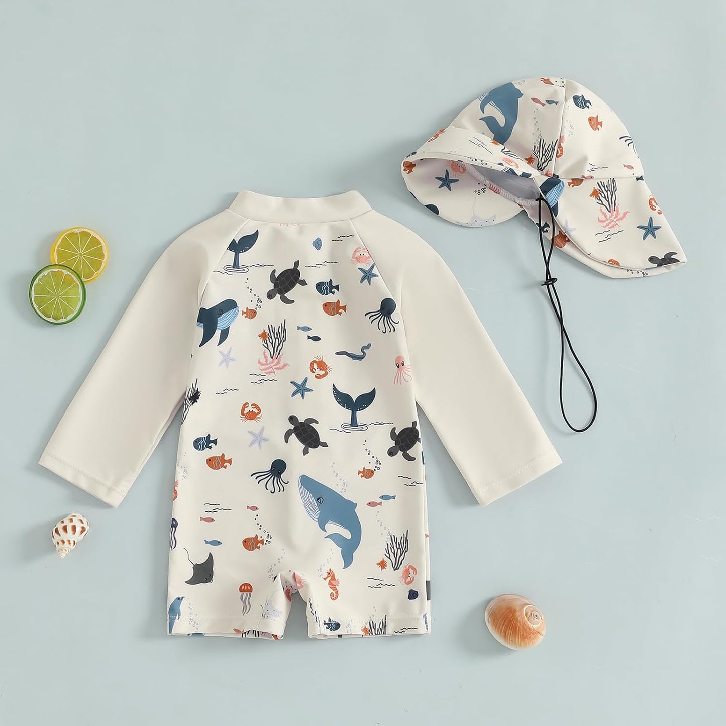 Hnyenmcko Baby/Toddler Boy Rash Guard Swimsuit Long Sleeve One Piece Zipper Swimwear Sunsuit Infant Bathing Suit Beachwear