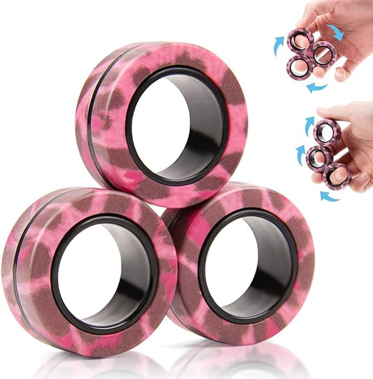 3PCS Magnetic Rings Fidget Toy Set,Adult Fidget Magnets Spinner Rings for Anxiety Relief Therapy, Stocking Stuffers for Adults Men Teens | Gift for Boys Girls Kids