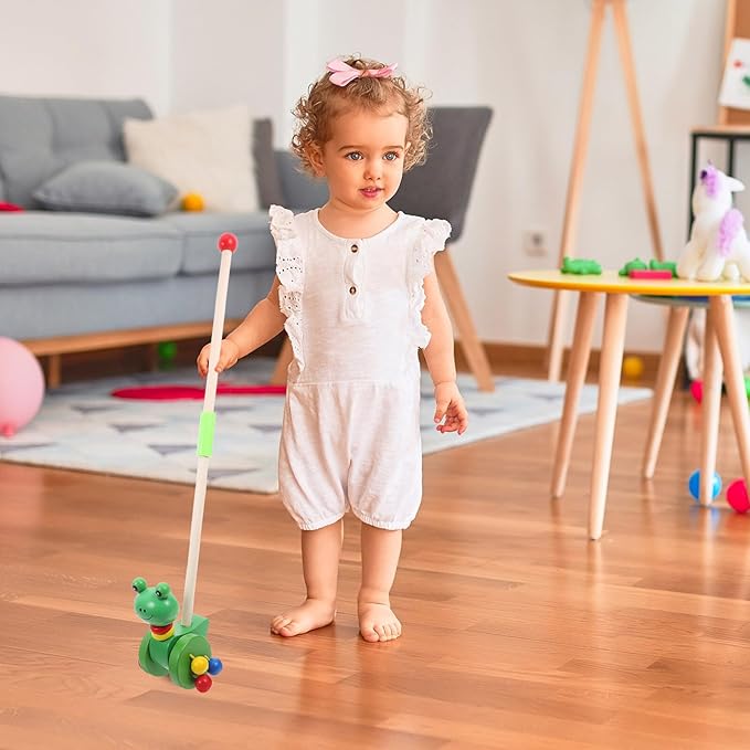 HANABASS Cartoon Animal Walker Push Cart for Learning to Walk with Removable Pole Girl and Boy Walking Aid Safe and Fun Early Development