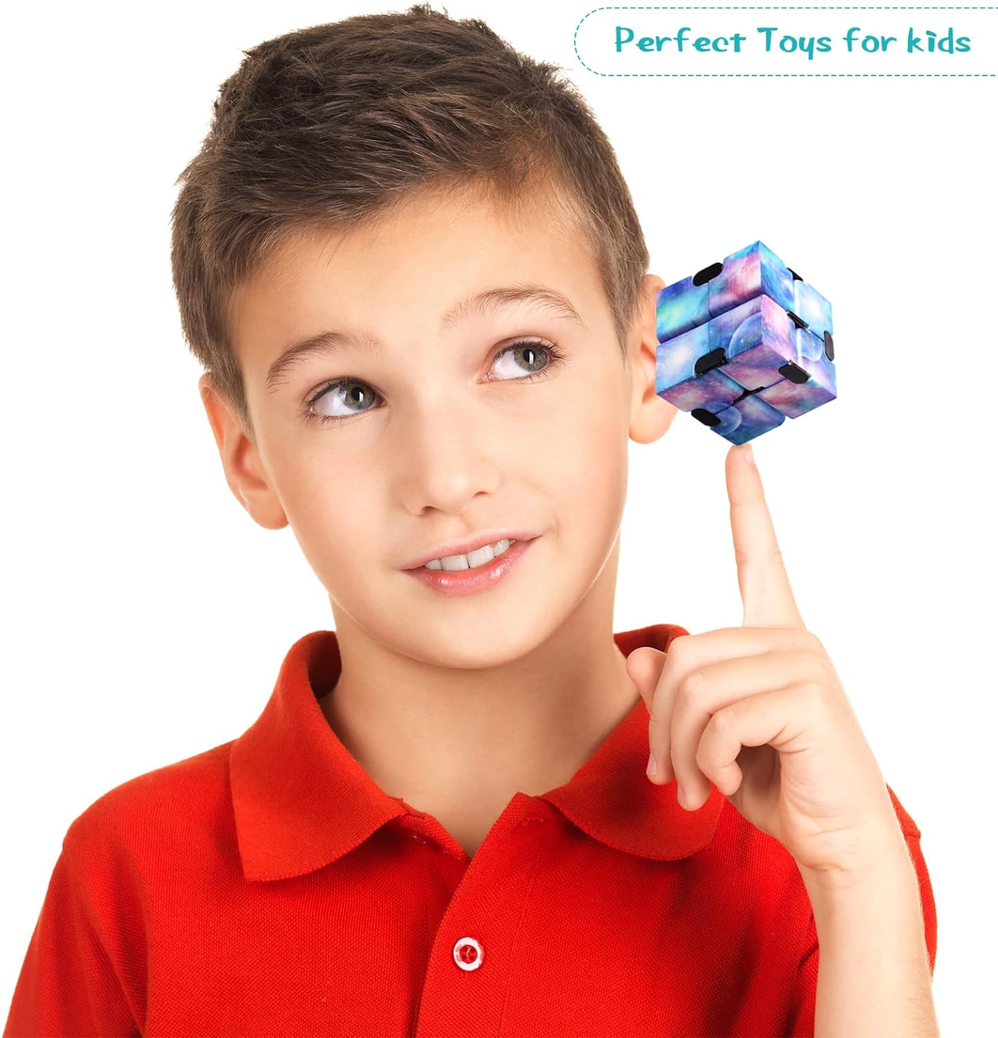 48 Pcs Cube Sensory Toy Handheld Infinite Cube Flipping Hand Cube Desk Gift Portable Blocks for Teen Adult Anxiety Stress Relief Valentine's Day(Starry Sky Style)