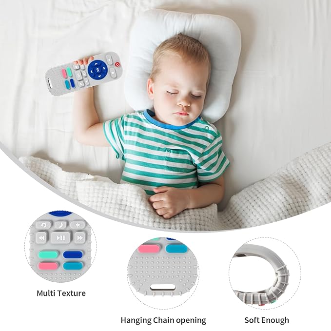 Hooku 2 Pack Silicone Teething Toys for Babies 0-6 Months, Teethers for Babies 6-12 Months, Remote Teether for Baby, Sensory Toys for Babies, Baby Chew Toys