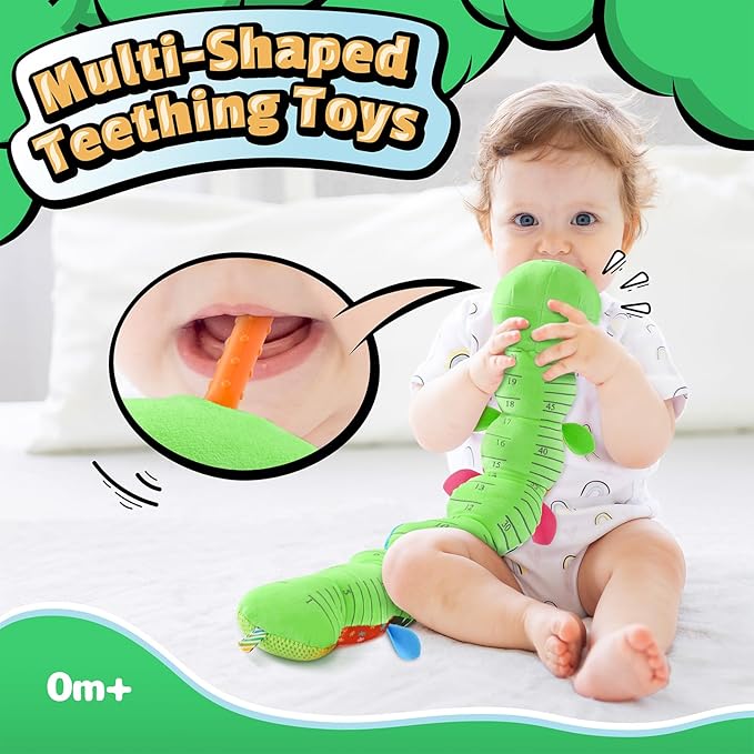 LIGHTDESIRE Baby Toys 6-12 Months Musical Caterpillar,Stuffed Animals Infant Toys 0-6 Months Sensory Toy with Ruler Design,Crinkle&Ring Bell,Baby Teething Toys for Tummy Time Boy Girl Gifts (Green)
