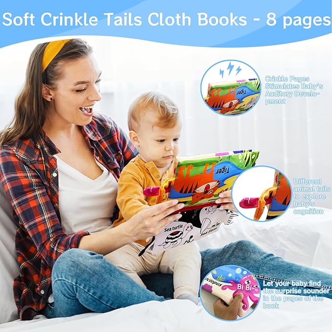 Tummy Time Mirror Newborn Toys: Black and White Infant Tummy Time Toys 0-3 0-6 6-12 Months Babies High Contrast Baby Toy with Book & Teethers Montessori Sensory Toy for Boy Girl Baby