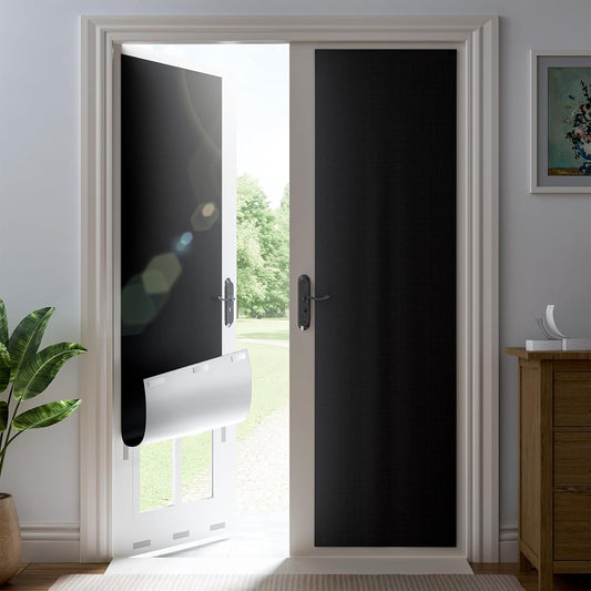 35" W x 84" L 100% Portable Blackout Curtains, Total Darkness No-Drill Black Out Window Cover,Temporary Blackout Shades with Hook & Loop Tape, for Bedroom, Nursery, Dorm, Travel (Black)