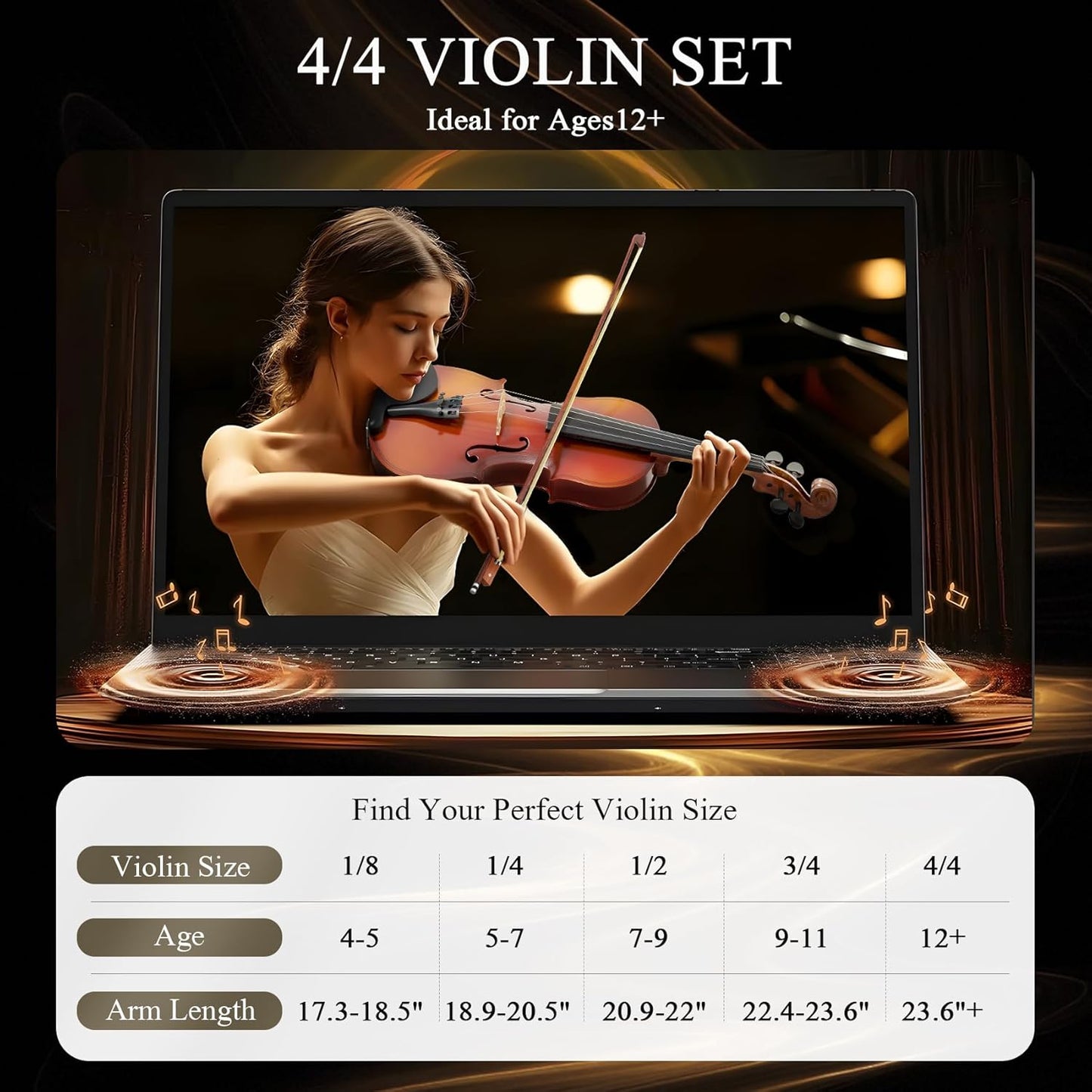 4/4 Beginner Violin Kit for Adults, Complete Full Size Violin Set with Portable Case, Bow, Rosin, Natural