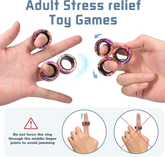 Halloween Magnetic Rings for Adults and Kids,Fidget Spinner Rings Toys for Anxiety Relief Therapy Boy and Girl Ages 8-13,Teens Halloween Party Favors Decorations,3PCS