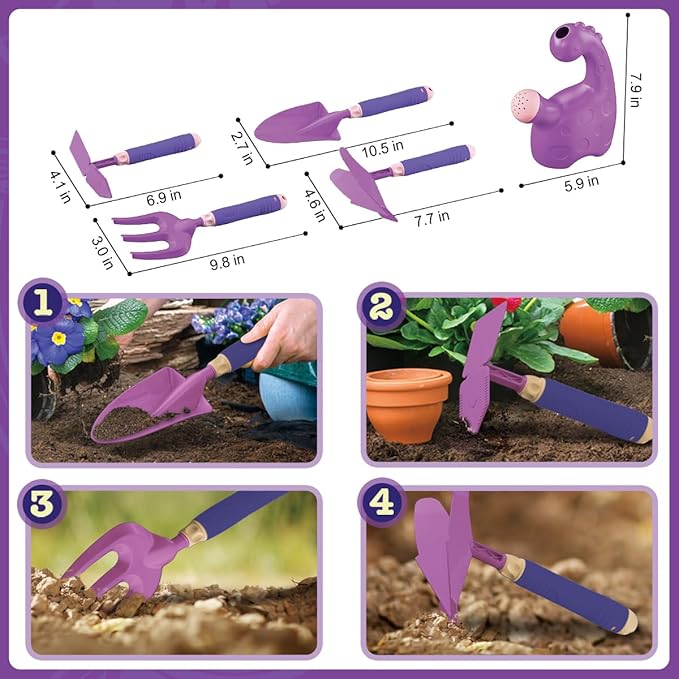 15 PCS Kids Gardening Tool Set for Girls Boys, Toddler Gardening Tools Set with Wheelbarrow, Flower Pot, Storage Bag, Rake, Fork, Shovel, Apron, Outdoor Garden Tool Play Set for Kids