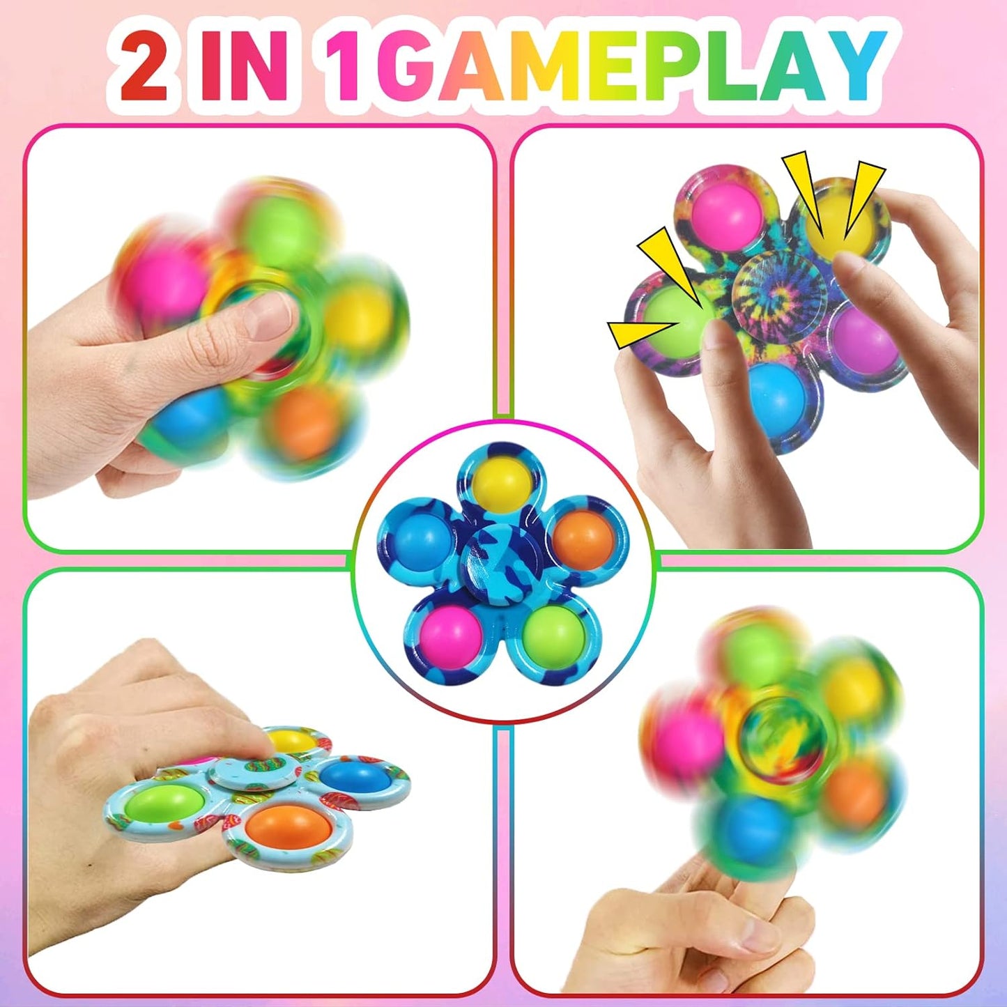 16 Pack Pop Fidget Spinner Toys Party Favors Goodie Bags Stuffers for Kids Adults,Sensory Toys for Its ADHD Autism Stress Relief,Birthday Gifts,Carnival Treasure Box Toy Classroom Prizes Supplies