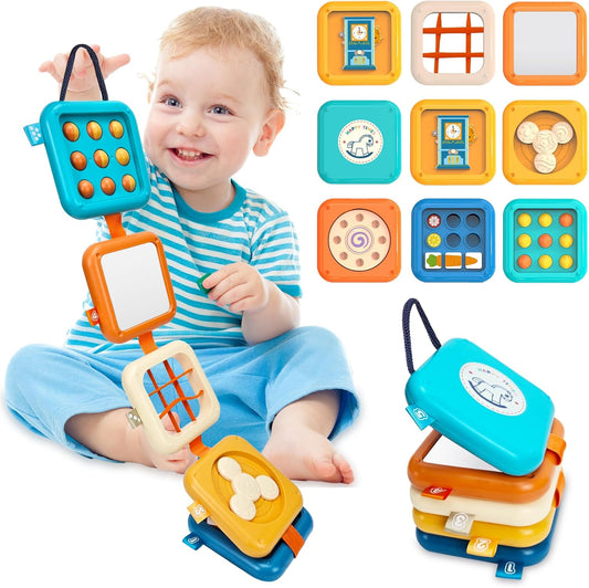 weirtoya Busy Board for 1 Year Old, Toddler Travel Toys for Toddler 1-3 Montessori Toys for 1 Year Old Travel Activities Cube Gifts for Baby Boy Girl My First Montessori Busy Board