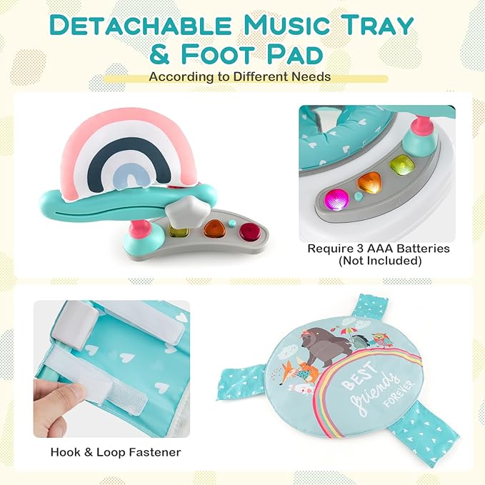 BABY JOY Baby Jumpers and Bouncers, Infant Activity Center with Music Lights Sounds, 360° Rotating Seat and 3 Adjustable Heights, Baby Play and Learning Center for 6-12 Months