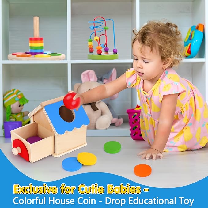 KMTJT Montessori Educational Toys for 1+ Year Old Toddler, 1st First Birthday Gifts for 1-2 Years, (Includes Stacking Cups, 2 in 1 Object Permanence Box, Bead Maze, Mirror Puzzle and More)…