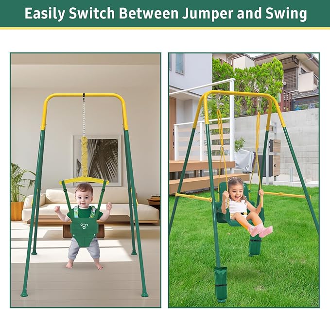 Taleco Gear 2 in 1 Toddler Swing & Baby Jumper, Foldable Baby Swing Outdoor & Indoor Use, Easily Installable and Storable