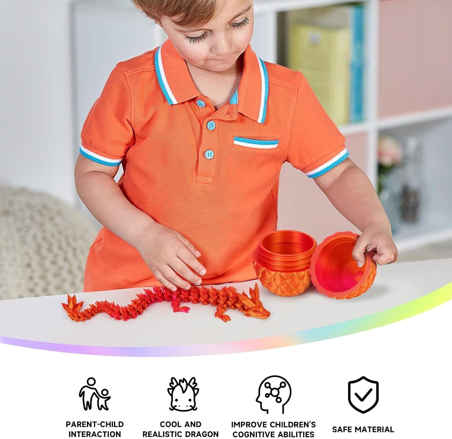 3D Printed Dragon Egg, Dragon Eggs with Dragon Inside, Crystal Articulated Dragon, Mystery Dragon Egg Fidget Toy, 3D Dragon Eggs Surprise Fidget Toy (Laser Red)