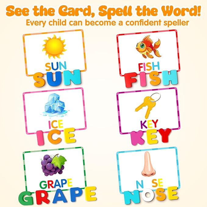 Vanmor Wooden Vehicle Alphabet Puzzle for Toddlers, Traffic ABC Letter Sight Words Matching Game with 52 Blocks and Flash Cards, Montessori Spelling Game Learning Toys, Stocking Stuffer for Kids 3-5