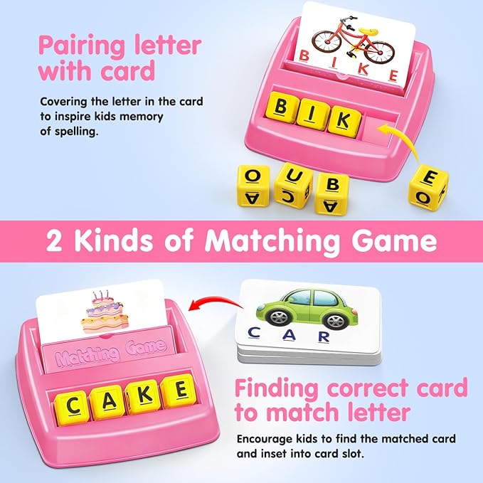HahaGift Educational Toys for 2-5 Year Old Girl Gifts, Matching Letter Learning Games Activities, Christmas Birthday Gift for Toddler Kids Age 2 3 4 5 Year Olds Girls