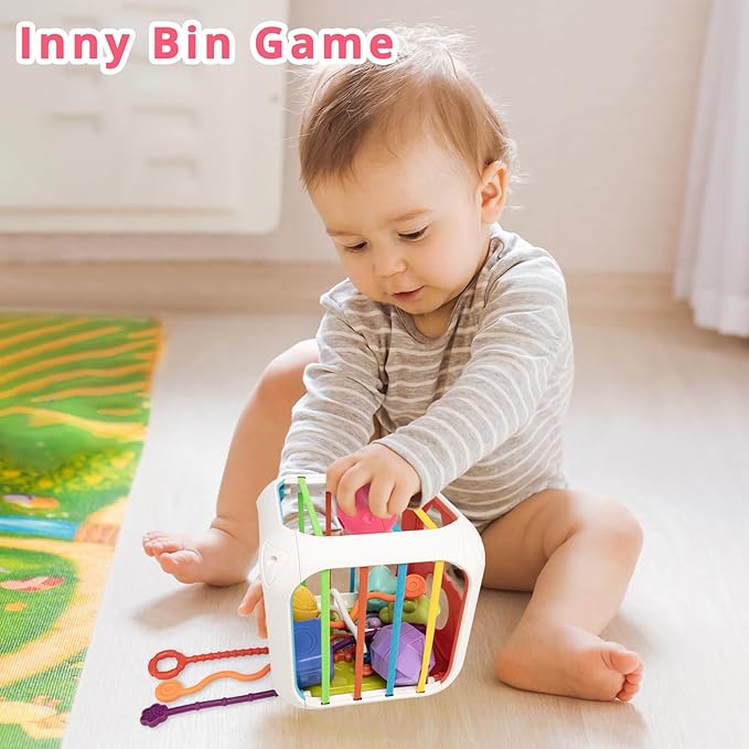 Montessori Toys for Toddlers, 7-in-1 Activity Cube, Shape Sorter Toy| Baby Developmental Learning Toys| First Birthday Gifts