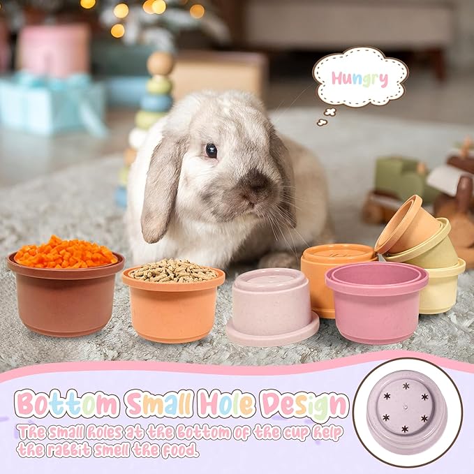 8 Pcs Stacking Cups for Small Animal Toys,Nesting Rabbit Toys of Different Sizes,Safe Plastic Colorful Nesting Toys for Bunny Guinea Pig Hiding Food and Playing (Purple)