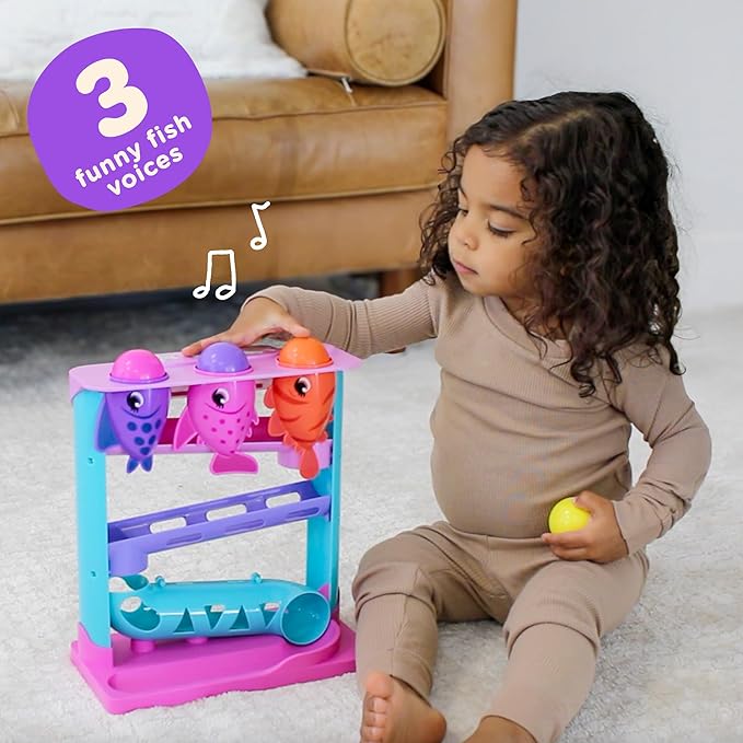 Move2Play, Feed The Fish | 30+ Fin-Tastic Songs & Phrases | Baby & Toddler Musical Toy | First Birthday Present for 1+ Year Old | Ages 6-24 Months | Boy & Girl Ball Drop Toy