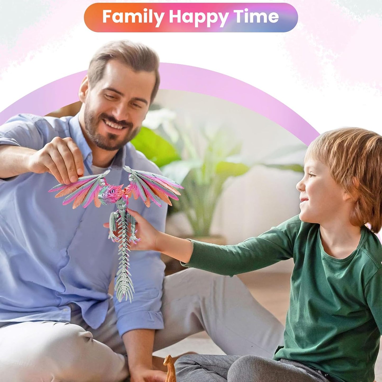 3D Printed Dragon with Wings,3D Printed Animals Toy,Crystal Dragon Fidget Toys,Full Articulated Dragon Crystal Dragon,Adults Fidget Toys for Autism ADHD