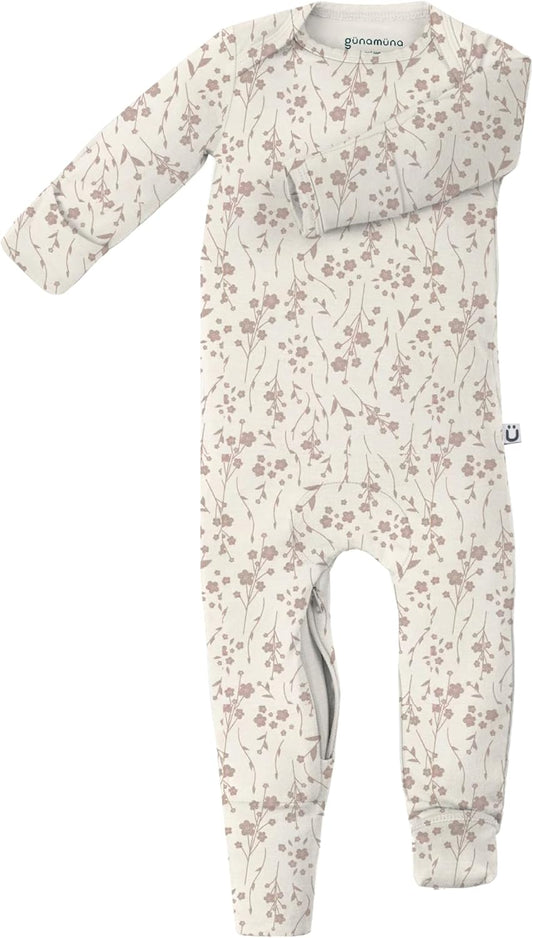 GUNAMUNA Unisex Baby Toddler Ultra-Soft Convertible Pajama, Footie or Romper Sleeper with Diaper Zipper, Newborn to 24 Months