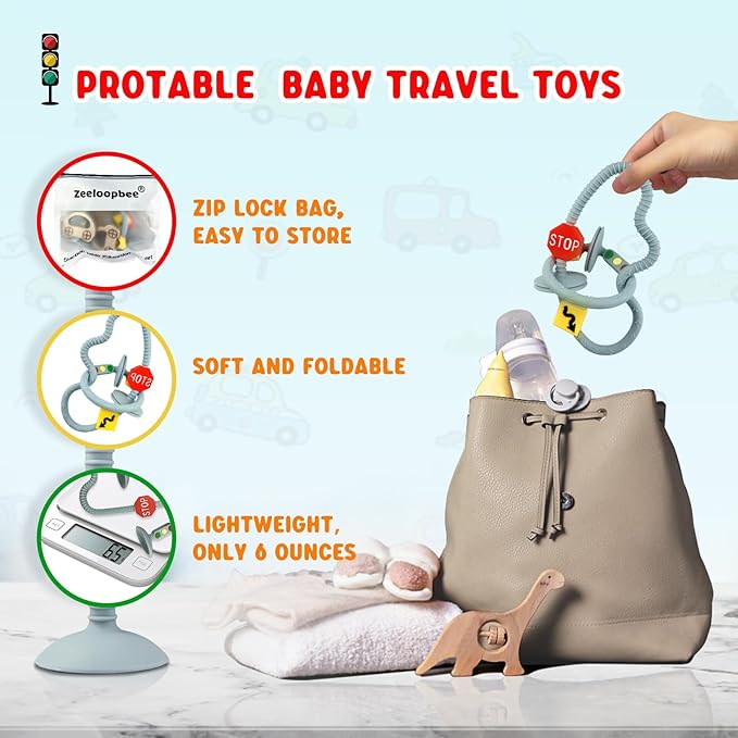 High Chair Suction Toys for Babies 6-12 Months, Suction Cup Toy for Toddlers 1-3, Baby Sensory Montessori Chew Toy for Babies 0-6 Month, Silicone Baby Teething Toys for 12-18 Months