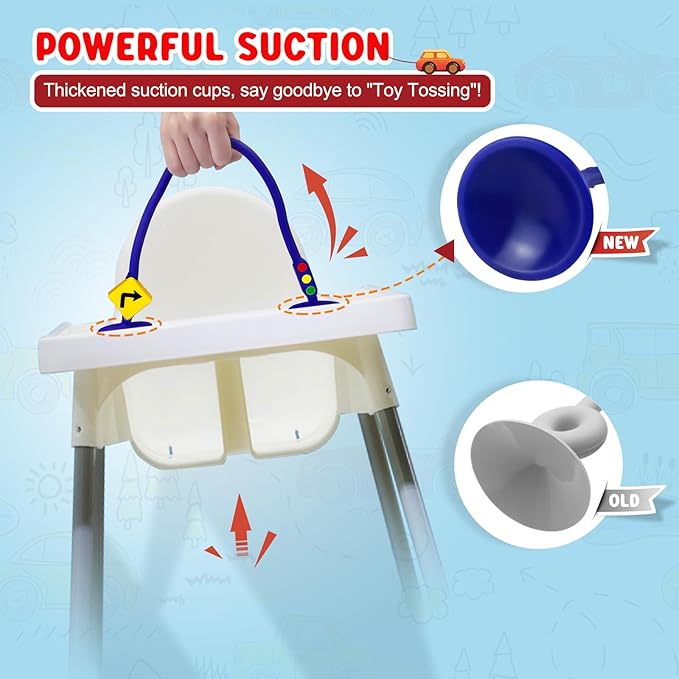 High Chair Suction Toys for Babies 6-12 Months, Suction Cup Toy for Toddlers 1-3, Baby Sensory Montessori Chew Toy for Babies 0-6 Month, Silicone Baby Teething Toys for 12-18 Months