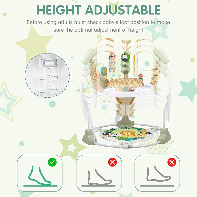 Baby Activity Center, 3-in-1 Baby Jumper, Infant Activity Center with 360° Rotating Seat, Music, Lights, 3 Adjustable Heights, Infant Activity Jumper for 6+ Months JP2403