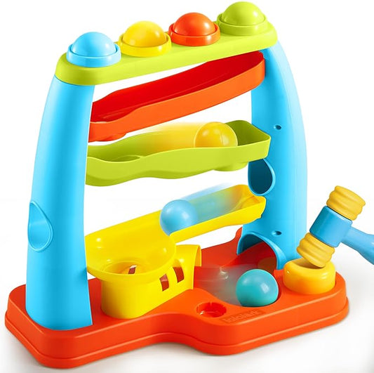 lalalark Ball Drop Toy for Toddlers, Track Stacking Learning Pound a Ball with Hammer, Early Developmental Montessori Toy, Birthday Gift for Boys & Girls Age 18M+, Gifts for 2 3 Year Old Baby Kids