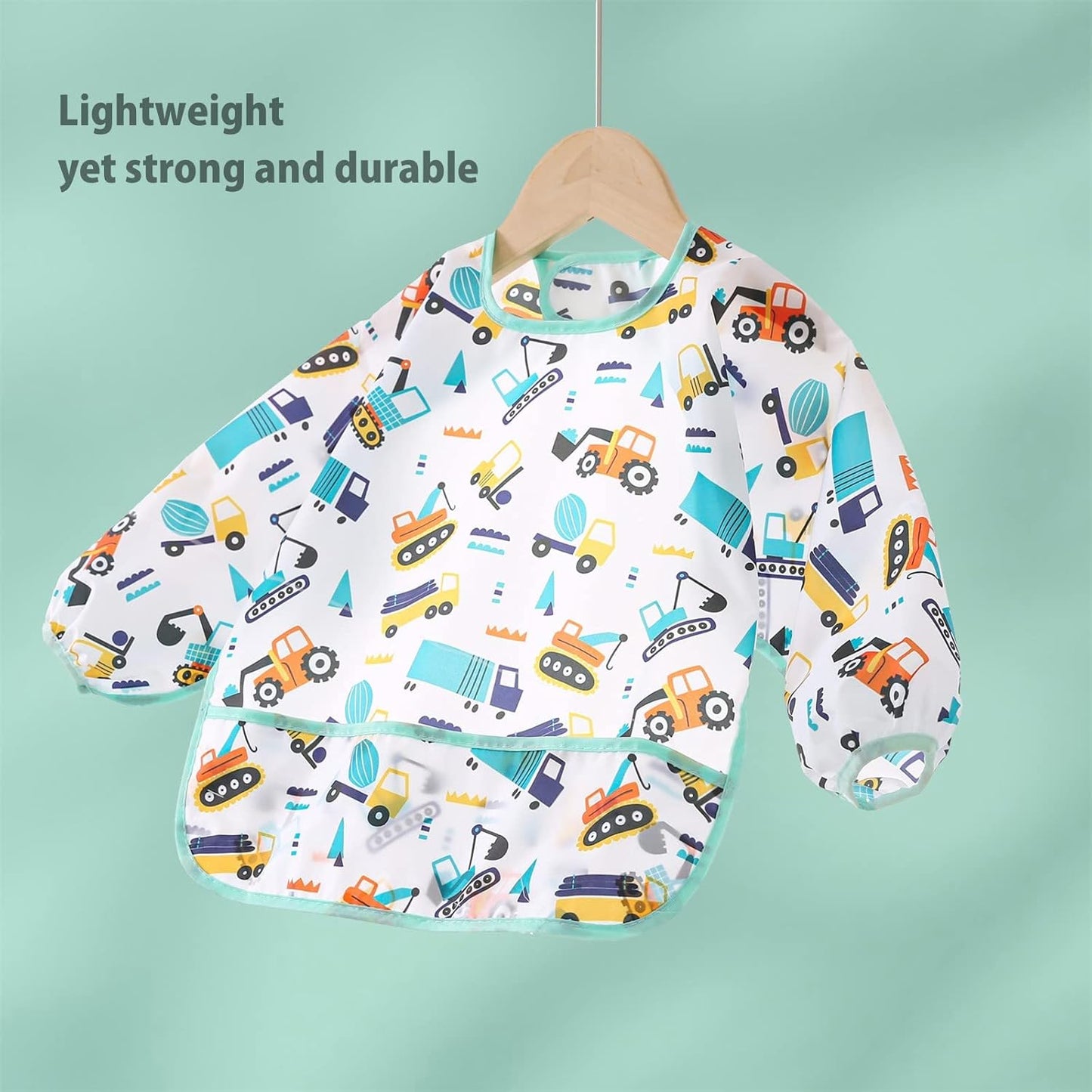 5 Pack Long Sleeve Bib,Baby Toddler Waterproof Sleeved Bib for 6-30 Months Reusable with Catch-all Pocket