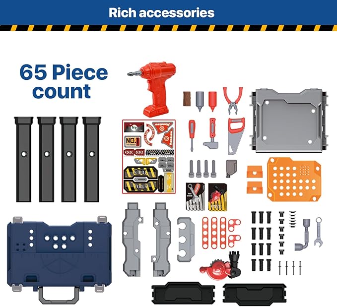 MUGEYMYD Kids Tool Bench Set with Electric Drill and Realistic Tool, Pretend Play Construction Workbench Toys for Toddlers, Build a Kids Tool Workshop Set for Boys and Girls, Ages 3-8.