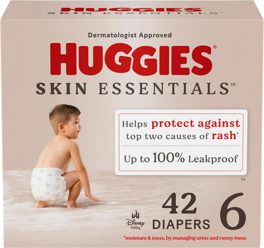 Huggies Size 6 Diapers, Skin Essentials Baby Diapers, Size 6 (35+ lbs), 42 Count