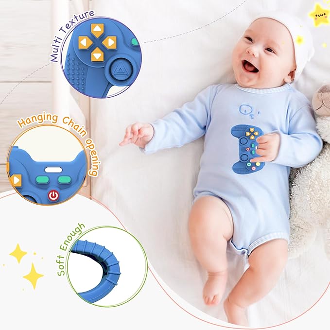 Hooku Silicone Teething Toys for Babies 0-6 Months, Teethers for Babies 6-12 Months, Remote Teether for Baby, Sensory Toys for Babies, Baby Chew Toys