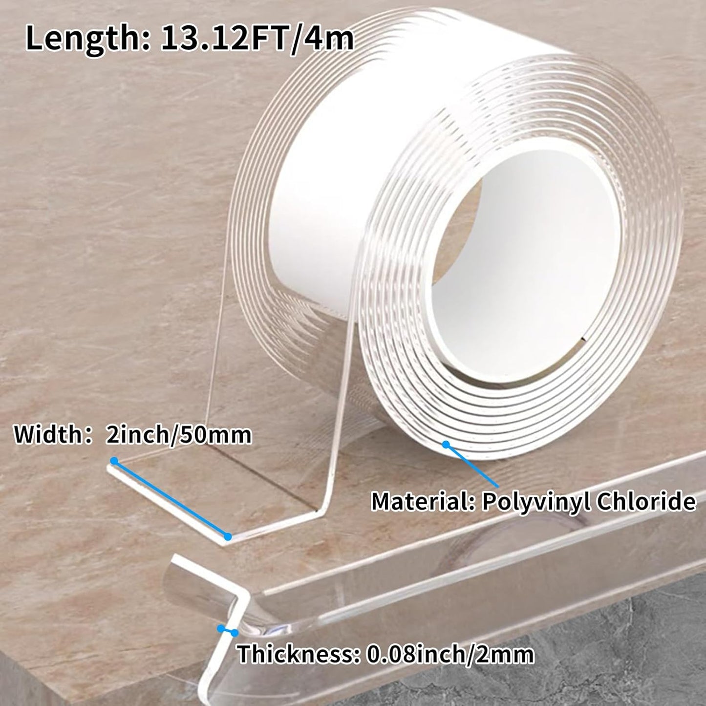 13.12 FT Edge Corner Protector Baby Proofing,Soft Clear Furniture Table Corner Guard & Edge Safety Cabinet Door Bumper,Crib Bumpers,Wall Protector(Width 2 in，Thickness 0.08 in)