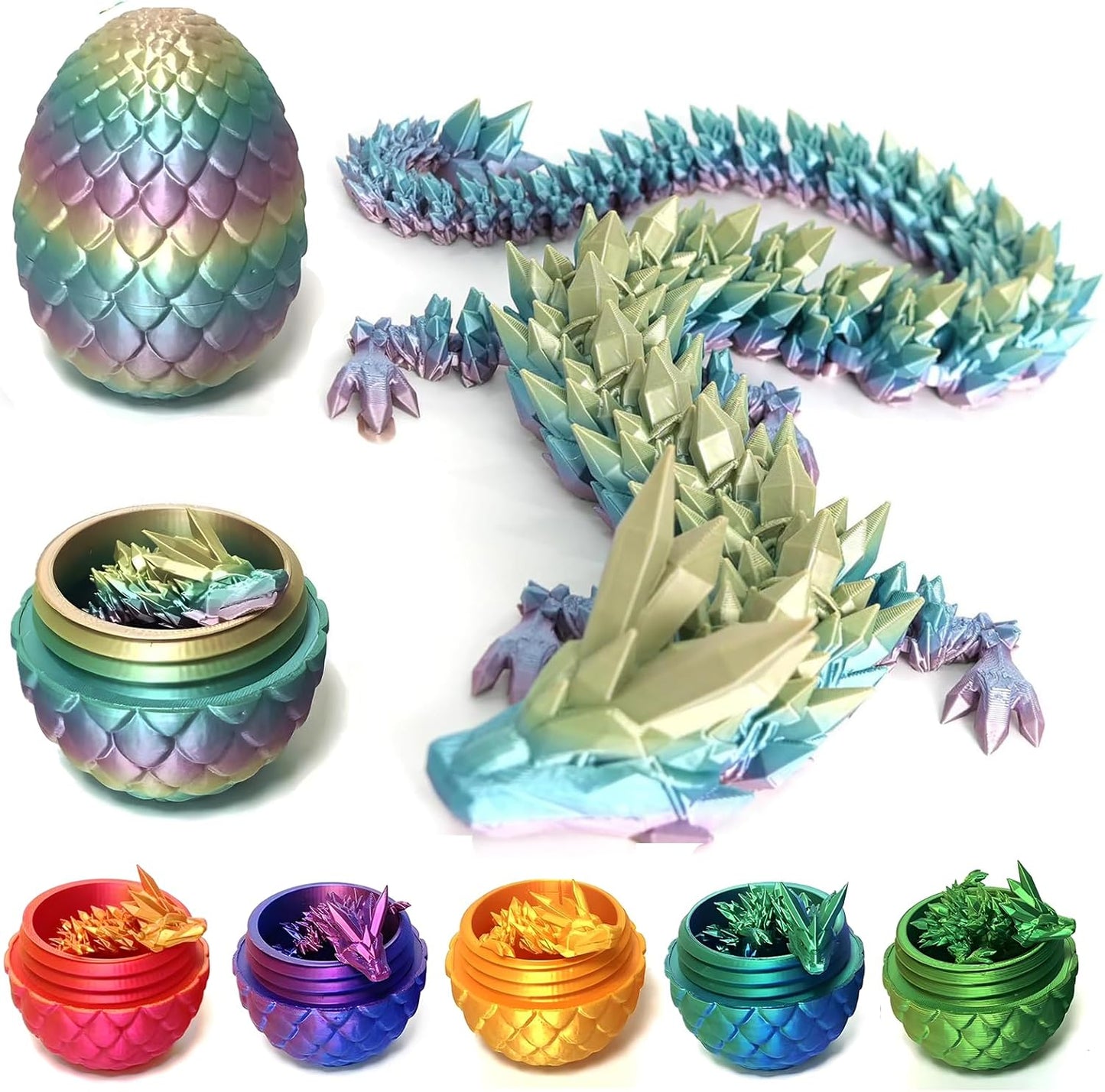 3D Printed Dragon Egg,Mystery Crystal Dragon Fidget Toys,Articulated Dragon,Home Desk Decor Easter Surprise Dinosaur Eggs,Adults Fidget Toys for Autism/ADHD