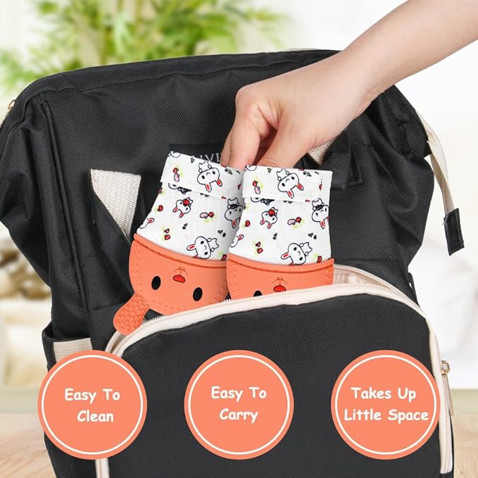 2Pack Silicone Teething Mitt, Rabbit Baby Teething Toy for 0-6 6-12 Months, Food Grade Silicone Infant Teething Mitten, BPA-Free Baby Chew Toys for Pain Relief, Sucking Needs