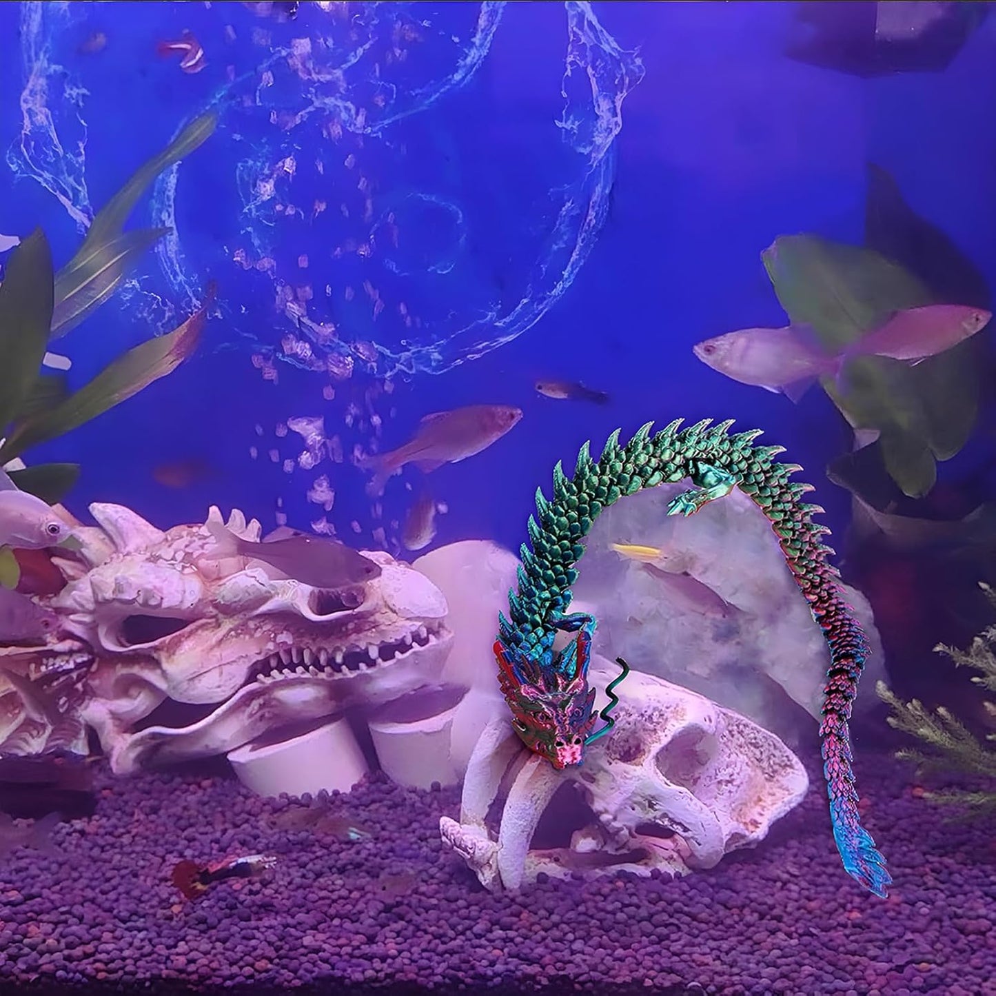 3D Printed Dragon Fidget Toy, 18in Surprise Mystery Dragon, Crystal Dragon Fidget Toy, Articulated Pye Dragon Fish/Display Cabinet/Home/Office Desktop Decor(Matte Black)