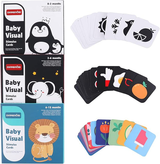High Contrast Baby Flashcards, 96 Pcs Black White Colorful Visual Sensory Stimulation Learning Activity Card for Newborn Ages 0-3-6-12 Months, Brain Developmental Infant Toys Montessori Gift