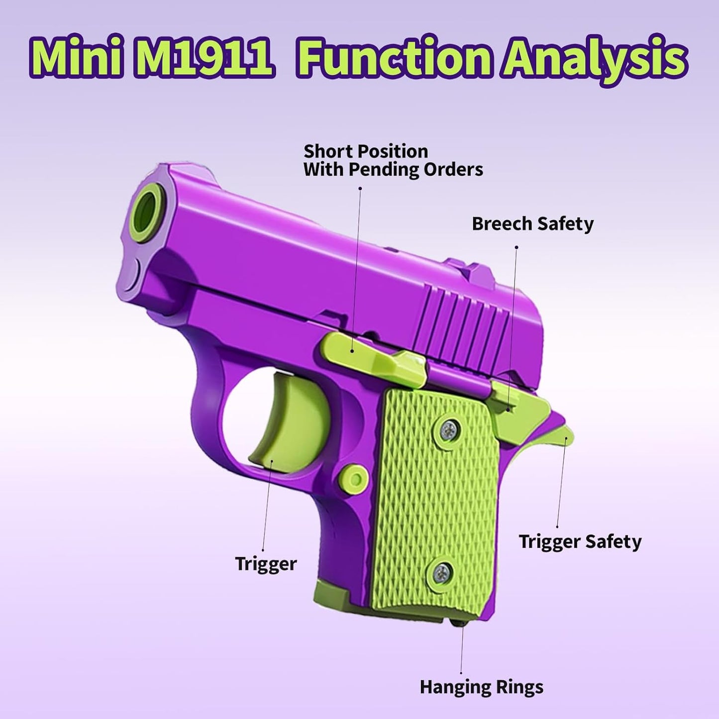 1911 3D Printed Small Pistol Toys, Stress Relief Pistol Toys for Adults, Fidget Toys Suitable for Relieving ADHD, Anxiety, Suitable Toys for Friends Adults and Kids Best Gift