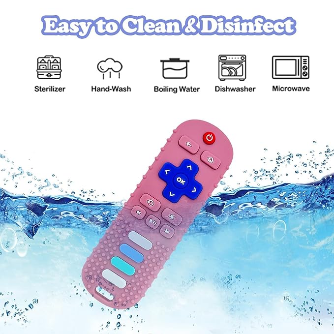 Baby Teething Toys, Food Grade Silicone Teethers for Babies 3 6 12 18 Months, Fake TV Remote Control Shaped Teether Toys, Infant Chew Toys for Boys and Girls, Freezer BPA Free
