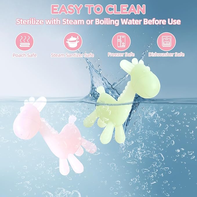 TYRY.HU Baby Teething Toys for Babies 0-6 6-12 Months,BPA Free Silicone Giraffe Teethers for Babies 3-6 Months, Soft-Textured Chew Toys Sensory Toys Massaging Teething Relief for Boys Girls,2 Pack