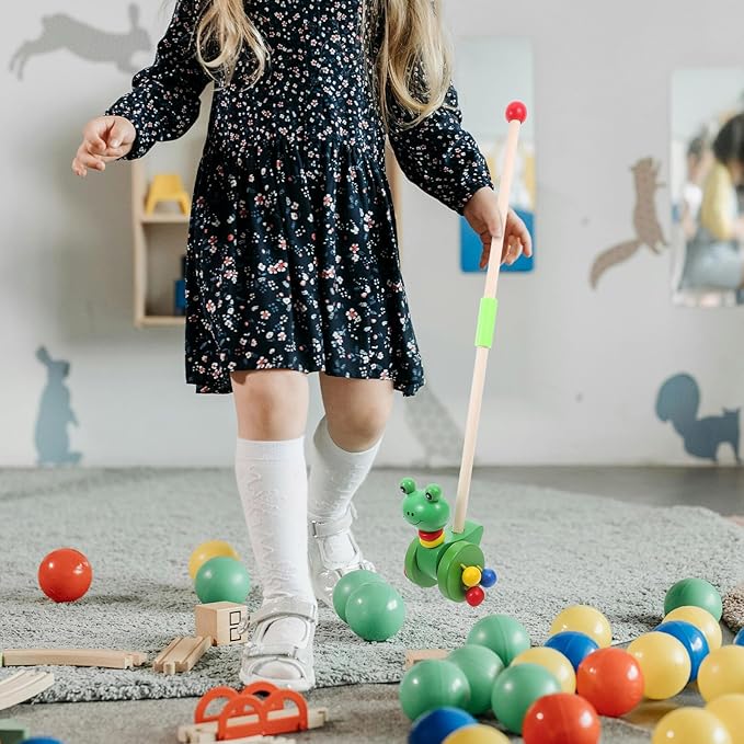 Vaguelly Push Walker Cart for Safe Walking Aid with Cartoon Amphibian Motif Lightweight Portable for Months Boys and Learning to Walk