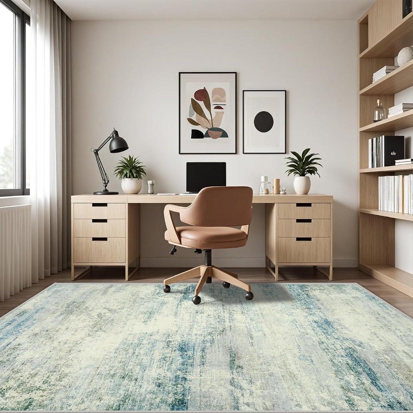 10x14 Area Rugs for Living Room: Soft Abstract Large Area Rug Non-Shedding Anti-Skid Stain Resistant Indoor Floor Modern Washable Rugs for Bedroom Dining Room Nursery Farmhouse Home Office-Blue/Gray